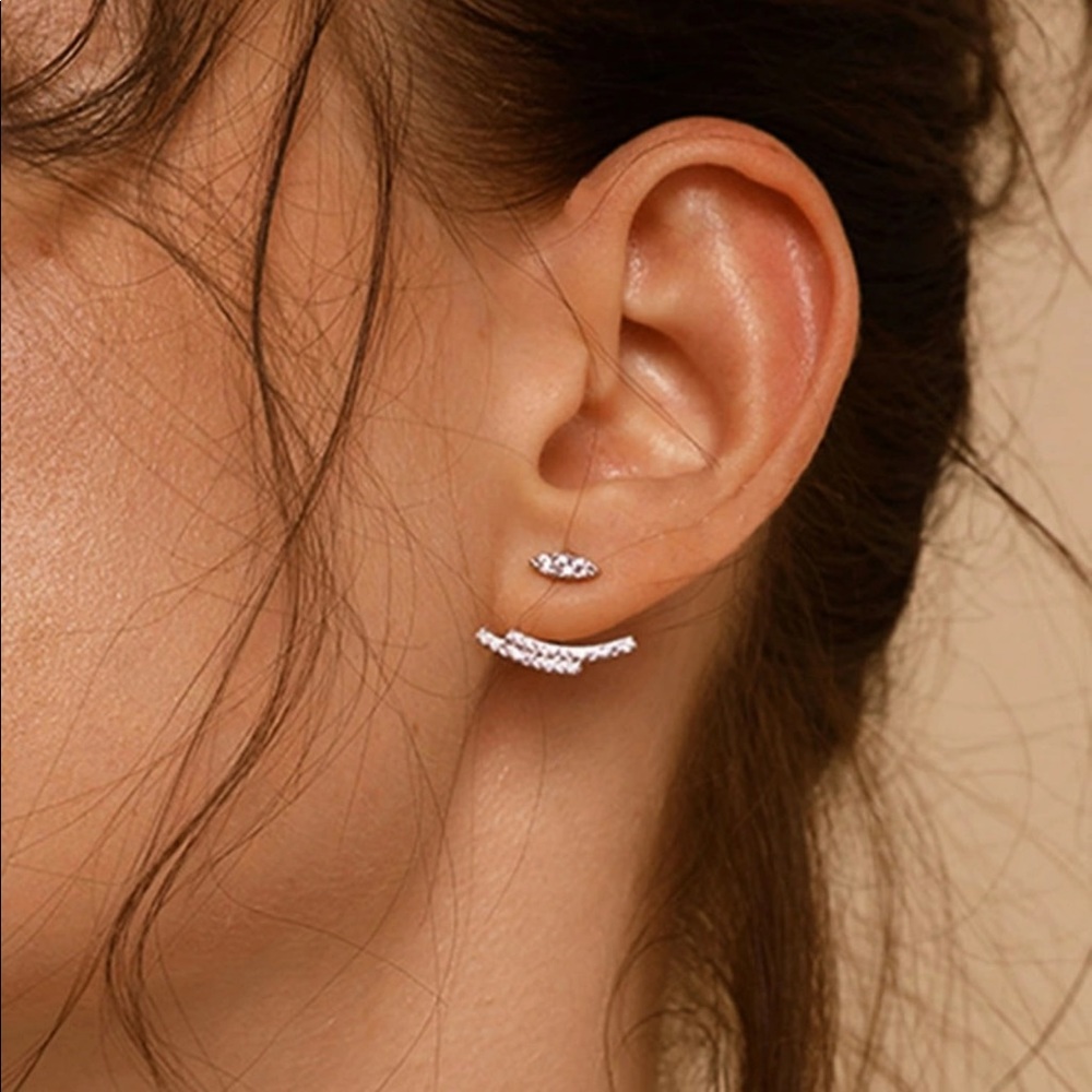 3/$30 Rhinestone Layered Bar Ear Jacket studs
